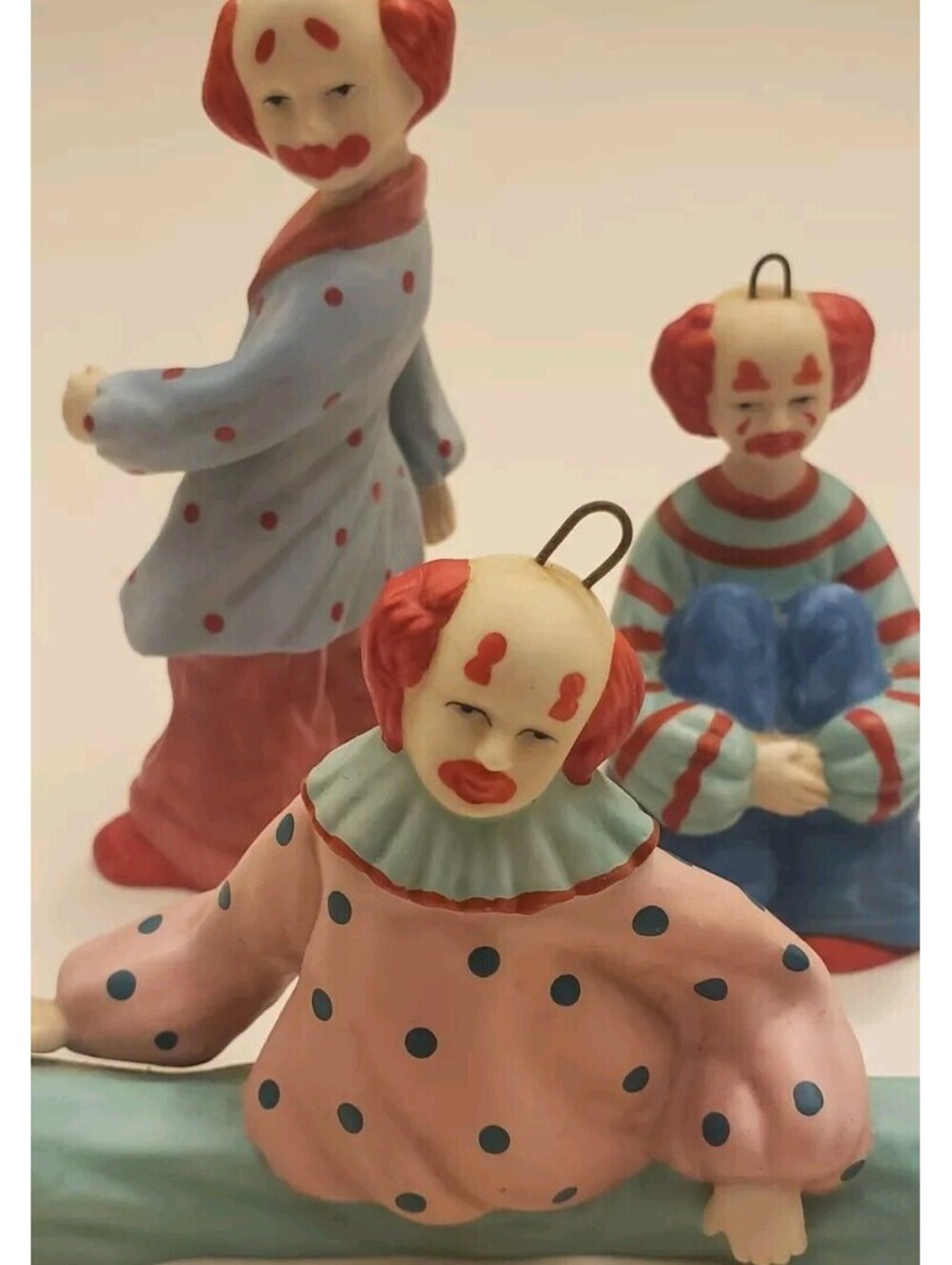 VINTAGE ENESCO Porcelain Creepy CLOWNS 1985 Circus Figurine Imports Corp Korea